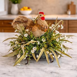 Rooster centerpiece, elevated table decor, rooster arrangement, gift for mom