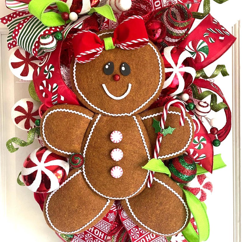 Gingerbread Kitchen Wreath, Gingerbread Swag, Long Christmas Wreath