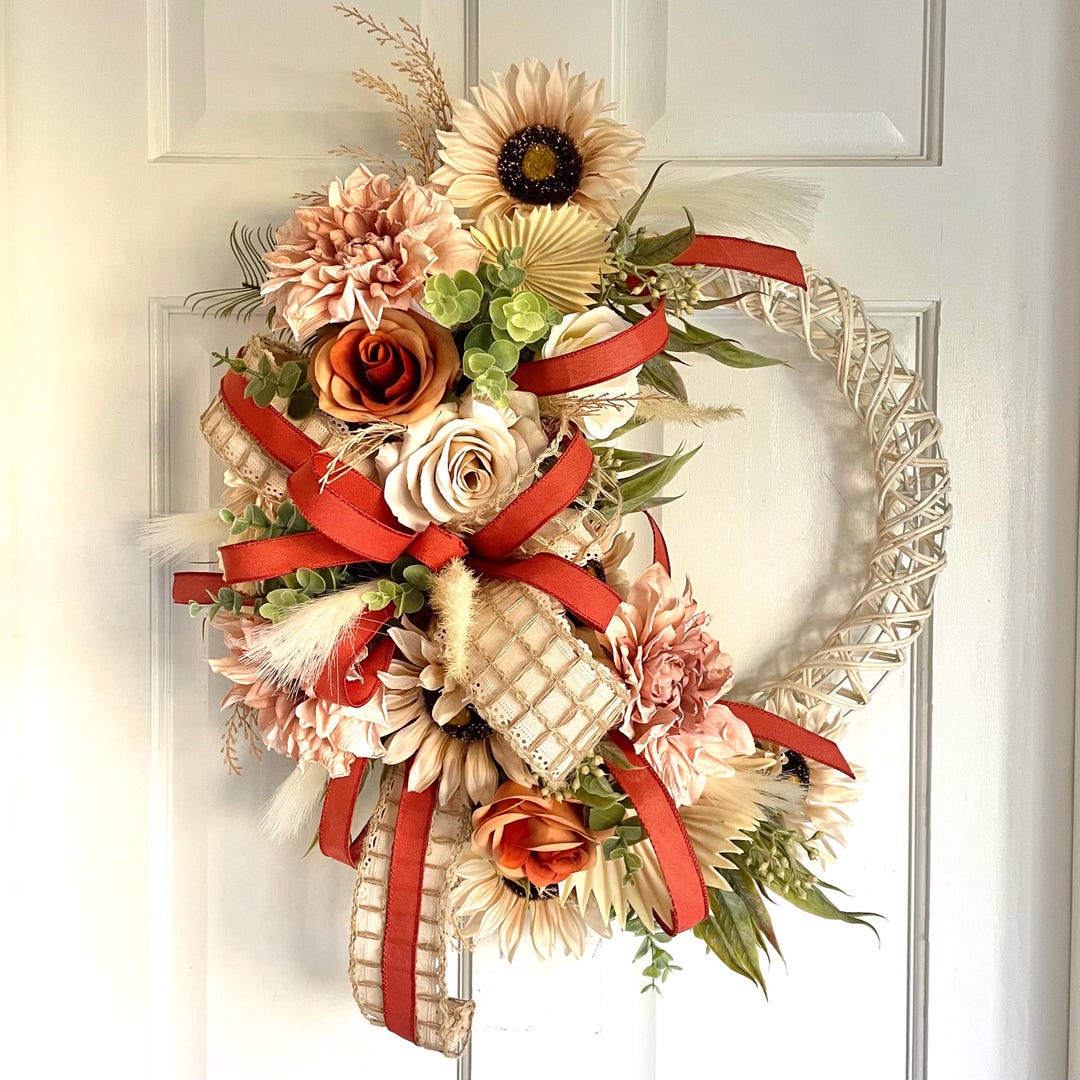 Autumn Boho Wreath for Front Door, Minimalist Decor, Neutral Wreath ...