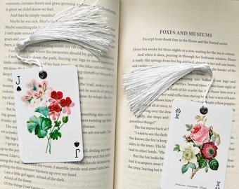 Vintage Flower Playing Card Bookmarks