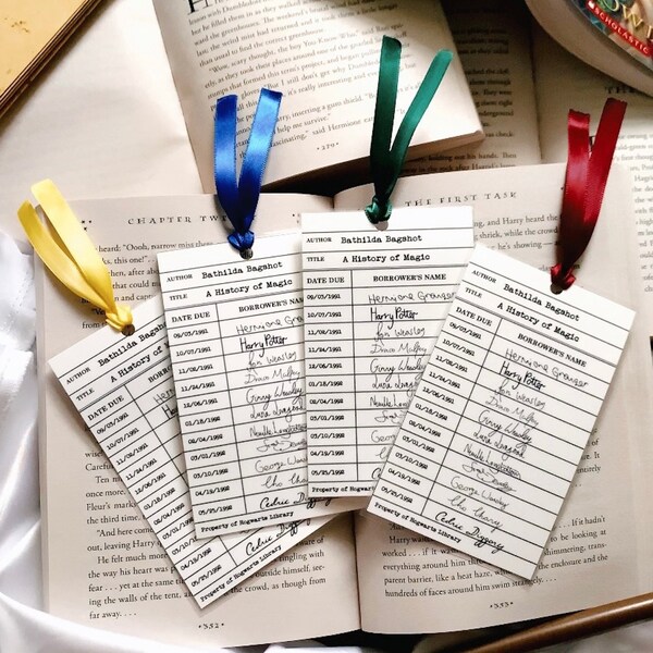 Wizarding School Library Card Bookmarks