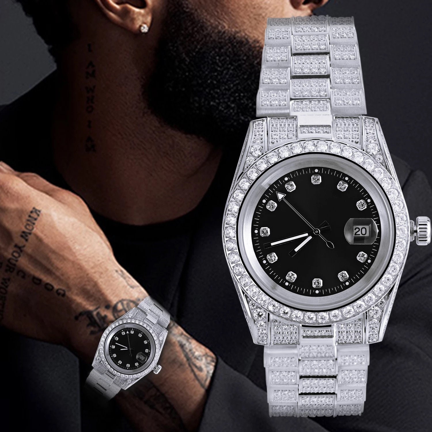 iced out mk watch mens