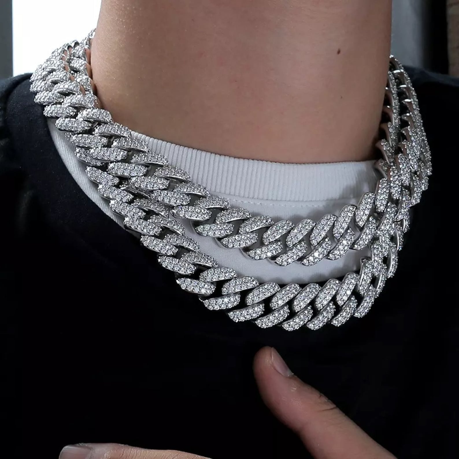 19mm Iced Out Cuban Link Chain in White Gold and CZ Diamonds Etsy 19mm Iced Out Cuban Link Chain in White Gold and CZ Diamonds Etsy