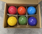 6Pcs Montessori Wooden Rainbow Balls- Colorful Wooden Ball Toys for Toddler Baby Grasping(Diameter 1.79 in)