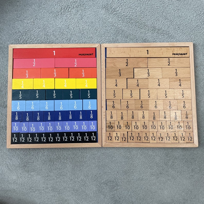 Merryheart Wooden Fraction Strips Board Fractions Etsy