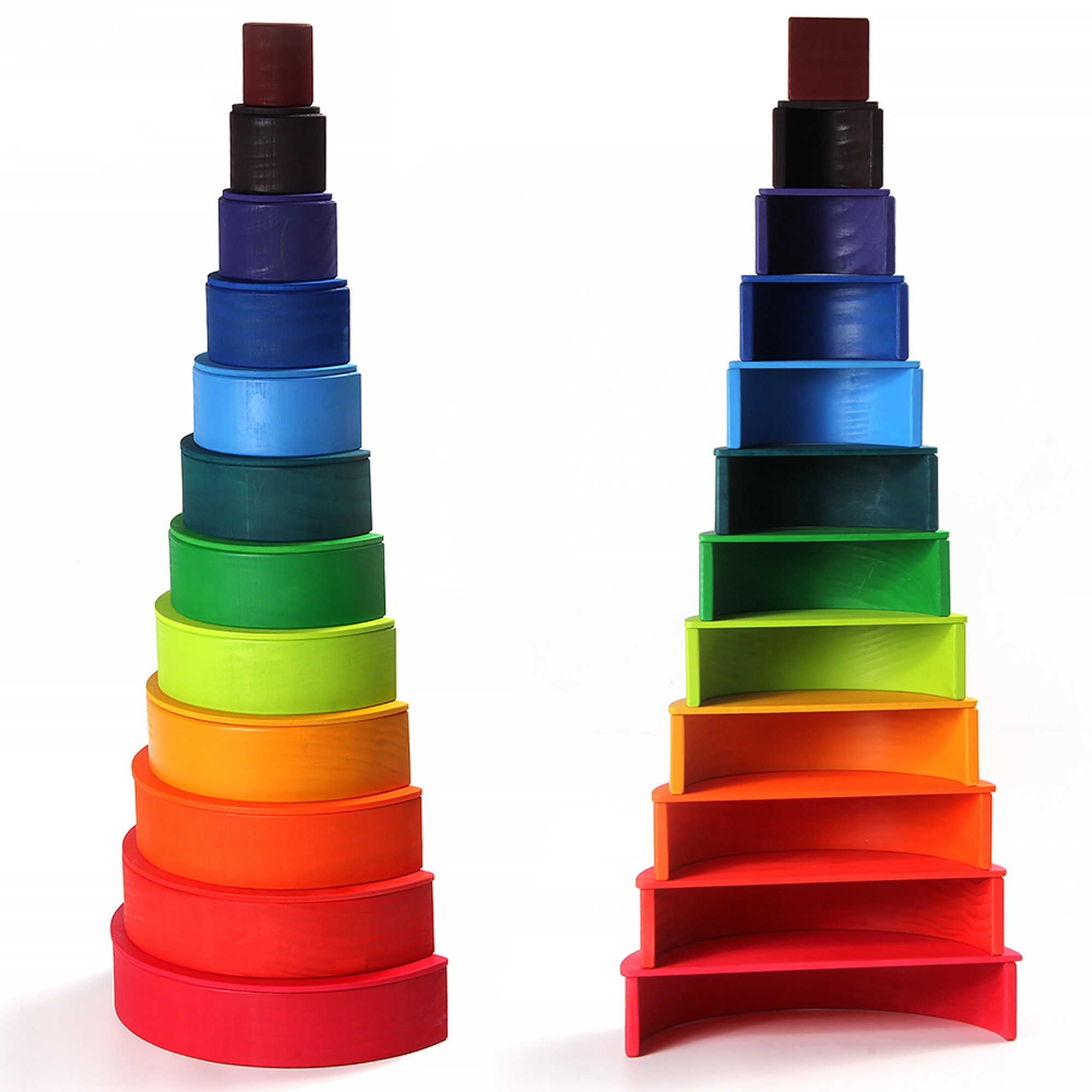12 Piece Wooden Rainbow Stacker Extra Large Wooden Stacking Etsy