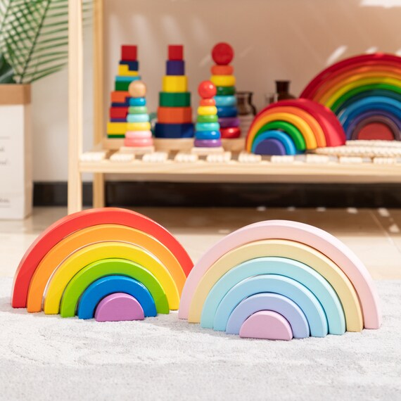6 Piece Wooden Rainbow Stacking Toy 