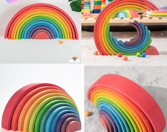 12 Stücke Holz Bausteine Spielzeug Regenbogen Bemalten für Baby Kinder DIY 12 Stücke Holz Bausteine Spielzeug Regenbogen Bemalten für Baby Kinder DIY