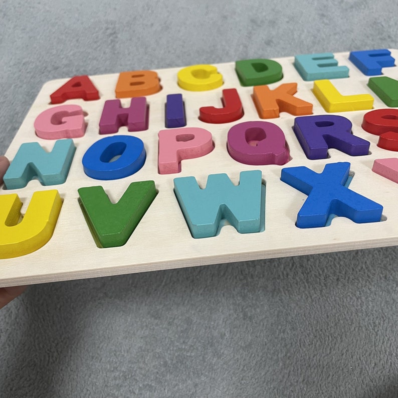 Alphabet Blocks Learning Puzzle Wooden Upper Case Letter & - Etsy