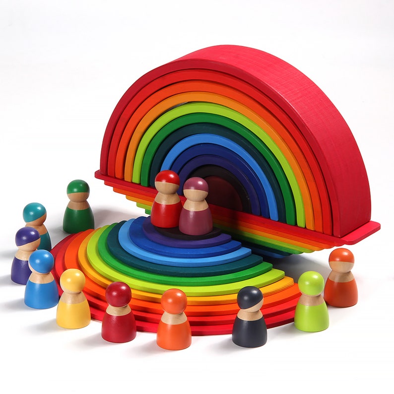 Wooden Rainbow Stacker Setrainbow Stacker Semicircle Etsy