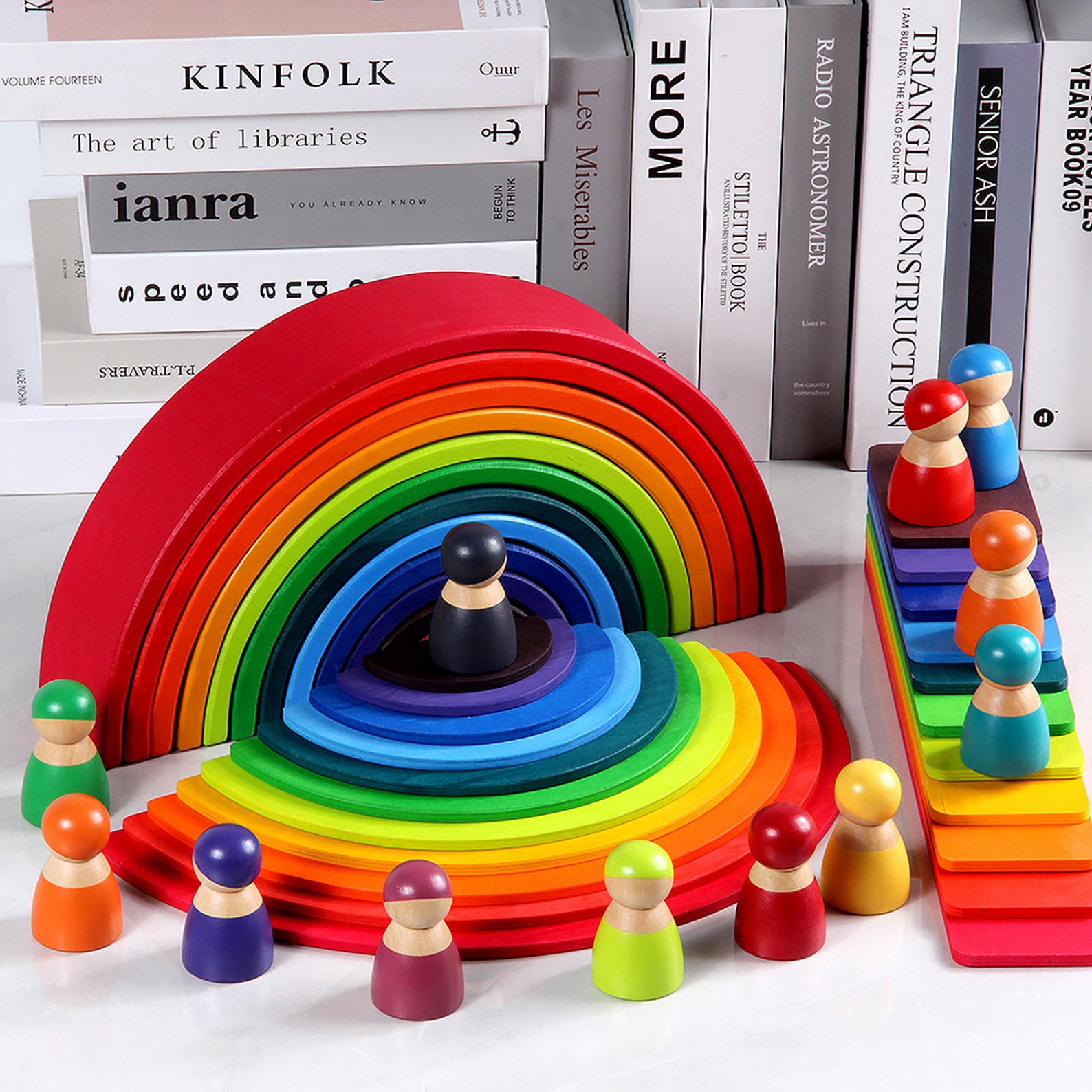 Wooden Rainbow Stacker Setrainbow Stacker Semicircle Etsy