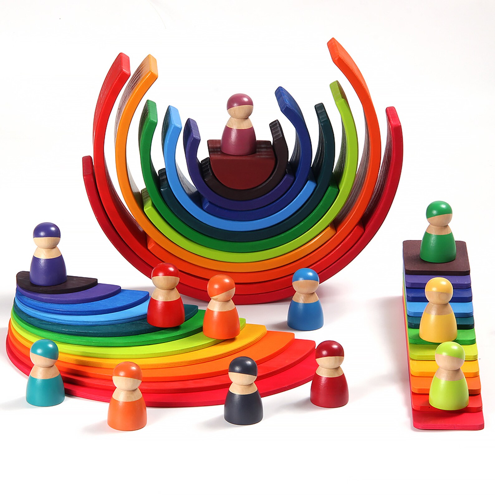 Wooden Rainbow Stacker Setrainbow Stacker Semicircle Etsy UK