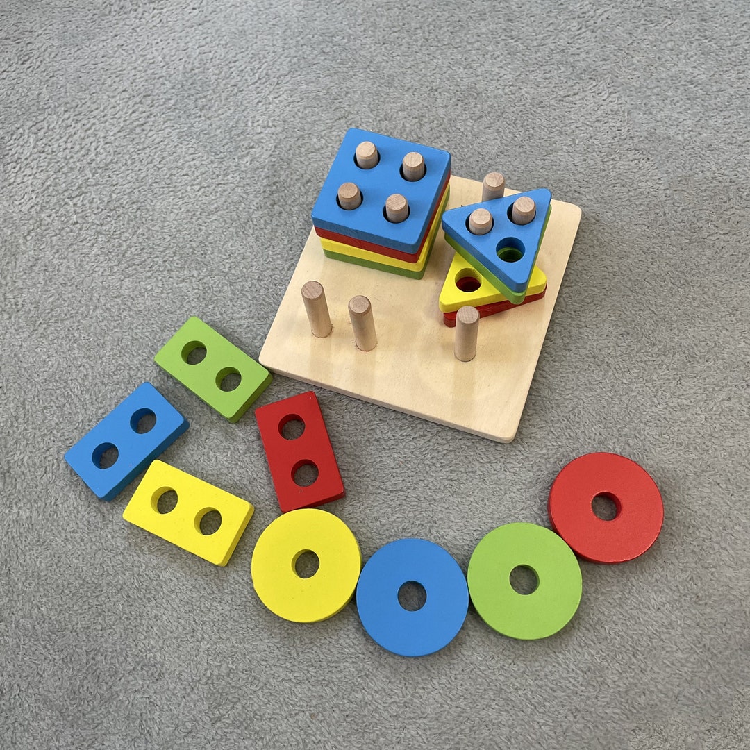 Wooden Sorting & Stacking Toylearn Color and Shape - Etsy