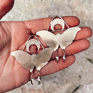 Brass Luna Moth Earrings
