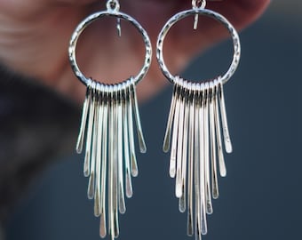 Pendientes de flecos de plata