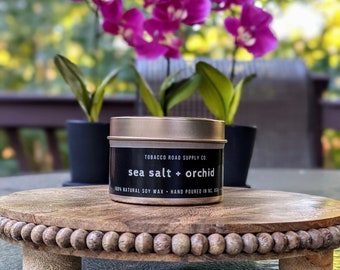 Sea Salt + Orchid Premium Hand Poured 100% Natural Soy Wax Candles