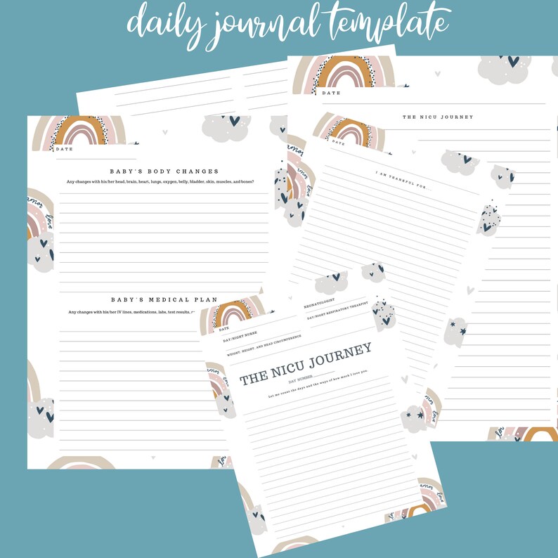 Rainbow Preemie NICU Baby Daily Journal Planner Log or a Daily Etsy