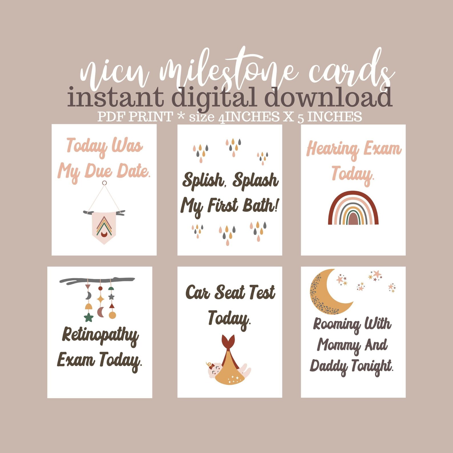 Nicu Milestone Card or Crib Cards for Preemie. NICU Mom Gift or NICU