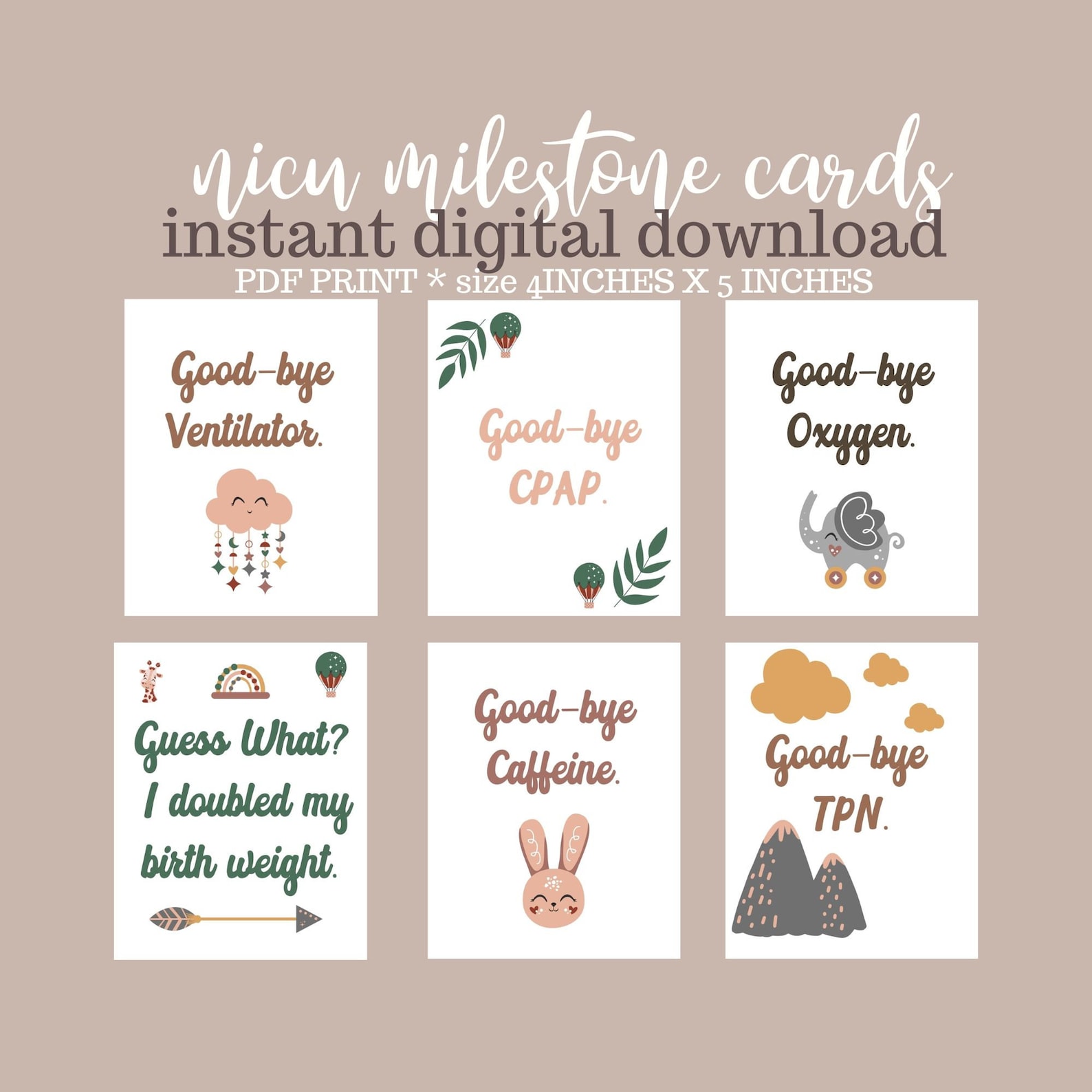 Nicu Milestone Card or Crib Cards for Preemie. NICU Mom Gift or NICU