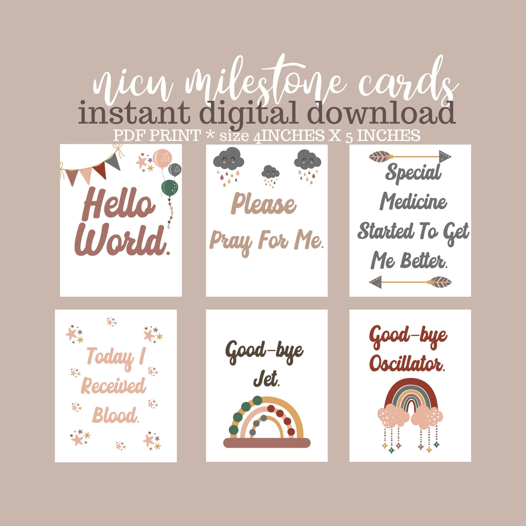 Nicu Milestone Card or Crib Cards for Preemie. NICU Mom Gift or NICU