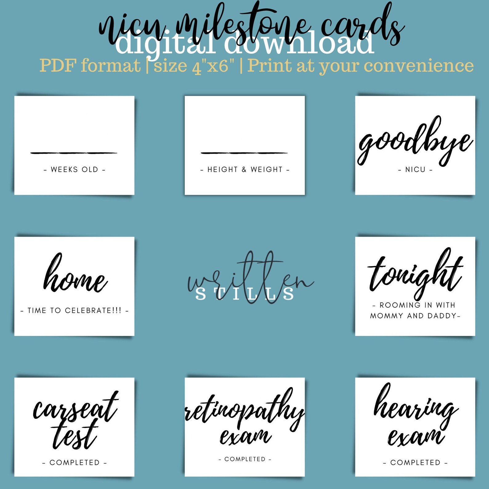 Nicu Milestone Card or Crib Cards for Preemie. NICU Mom Gift or NICU