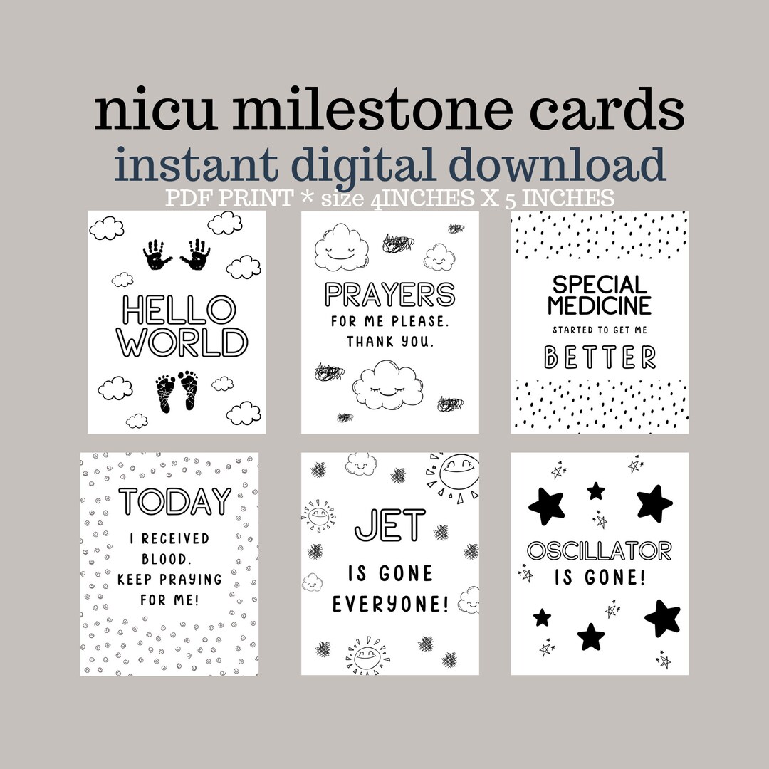 Nicu Milestone Card or Crib Cards for Preemie. NICU Mom Gift or NICU ...
