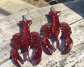 Pendientes de resina con forma de cangrejo
