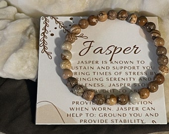 Jasper Beaded Bracelet: 6mm Healing Stone, Grounding