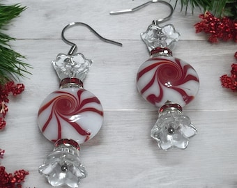 Peppermint Christmas Earrings, Hypoallergenic Stainless Steel