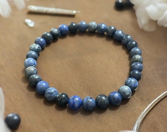 Dumortierite Bracelet: 6mm Healing Stone, Patience & Self-Reliance