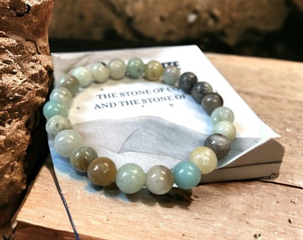 Pulsera de cuentas de amazonita: Piedra de coraje y autodescubrimiento (18 cm)