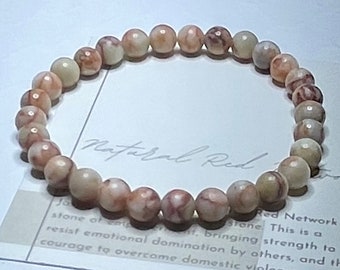 Red Network Jasper Bracelet: 7 inch, 6mm Bead