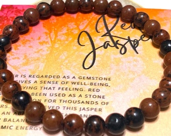 Red Jasper Beaded Bracelet: Earthy Protection, 8mm