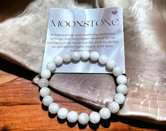 Moonstone Beaded Bracelet: Feminine Energy, Hope, New Beginnings