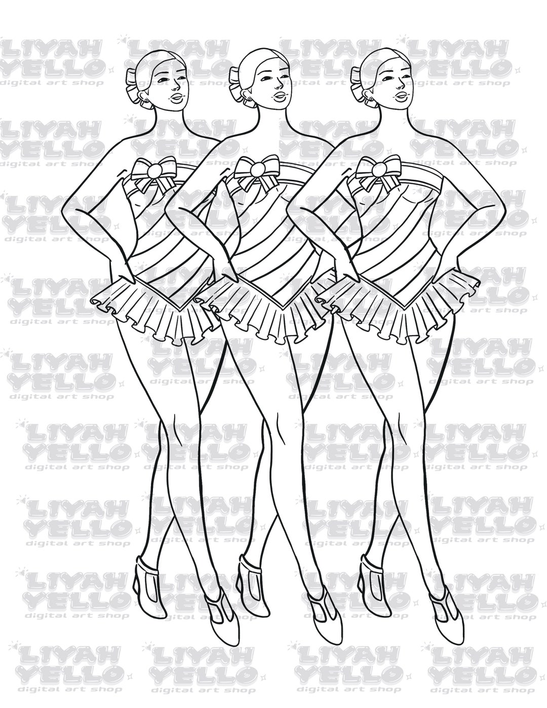 Rockettes Printable Coloring Page Stencil Art Paint & Sip Etsy