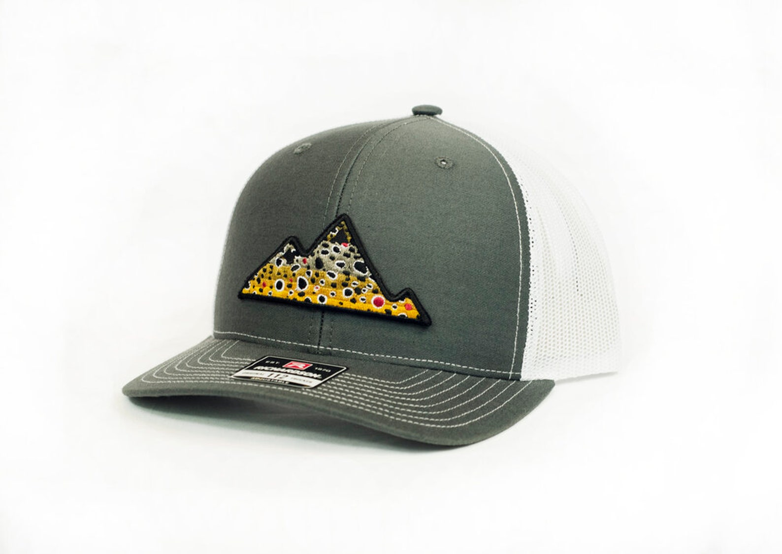 Fish Trout Hat Embroidered Brown Trout Patch Trucker Hat Etsy