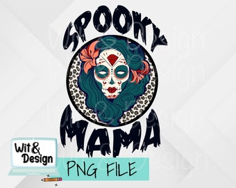 Spooky Mama Halloween plik png do sublimacji, Halloween png, pin up png, skull mom png, mom png