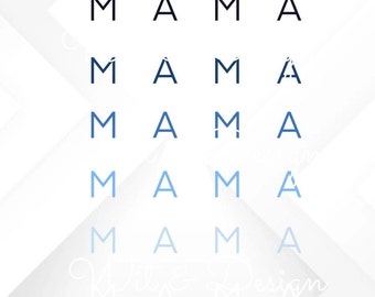 Blue Ombré Mama cyfrowe pobieranie PNG Plik Czwartego Lipca Sublimacja
