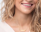 Personalized Necklace - Engraved Bar Necklace - Name Necklace - Coordinates - Best Friend Necklace - Wedding name necklace - Date Necklace