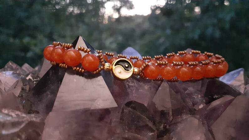 Handmade Gemstone and Seed bead Stretch Bracelet
