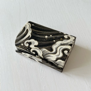 Handmade Cotton Accessories Case - Black Sea Printed Cotton Double Lipstick Holder with mirror - Special Gift Ideas - Makeup Accessory Cases