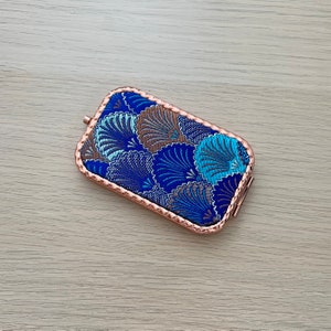 Handmade Fabric Pocket Mirror - Double Sided Compact Mirror - Blue Shell Pattern Makeup Accessories - Unique Gift Ideas