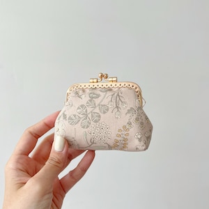 Handsewn Kiss Lock Coin Purse: Soft Pink Floral Cotton, Vintage Style