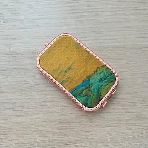 Handmade Silk Brocade Pocket Mirror: Vintage Painting Compact