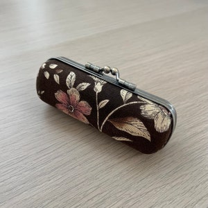 Handmade Lipstick Case - Vintage Floral Lipstick Case with Mirror - Kiss Lock Lipstick Case