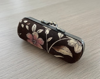 Handmade Lipstick Case - Vintage Floral Lipstick Case with Mirror - Kiss Lock Lipstick Case