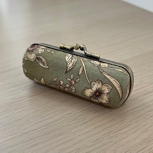 Handmade Lipstick Case - Vintage Floral Lipstick Case with Mirror - Kiss Lock Lipstick Case