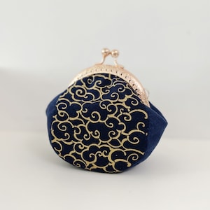 Porte-monnaie cousu main avec cadenas Kiss - Porte-monnaie en coton bleu nuage - Pochette pour accessoires - Idées cadeaux