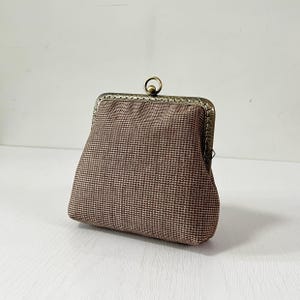 Porte-monnaie Kiss Lock cousu main - Pochette à bandoulière style vintage à motif tartan fin - Pochette faite main - Idées cadeaux
