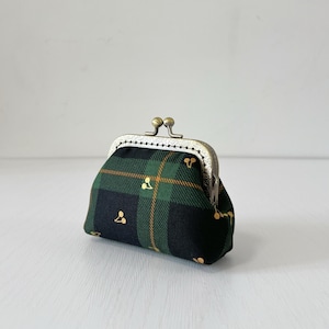 Handgenähte Kiss Lock Geldbörse - Schwarze Tartan Baumwolle Geldbörse - Handgefertigte Accessoire Geldbörse - Geschenkideen